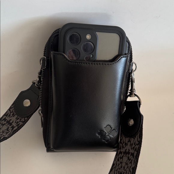 Patricia Nash Shelby Black Leather Phone Crossbody Bag With Guitar Strap - Picture 6 of 10